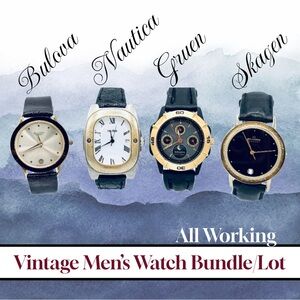 4 Vintage Men’s Watches - Bulova, Nautica, Gruen & Skagen